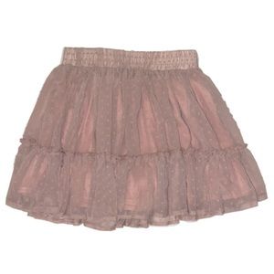 Pink ruffle mini skirt with polka dots